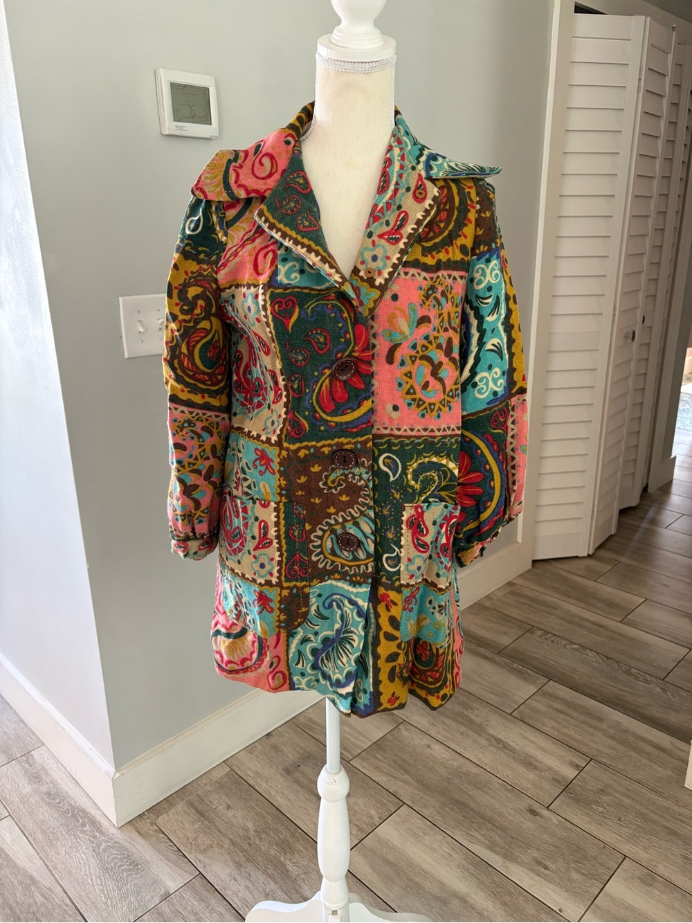 elevenses size 2 Multicolor Patchwork Paisley Pea Coat